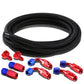Universal Fuel Tank Fittings with Braided Stainless Steel Feed Return Line 10AN to AN6 - Black Nylon Stainless Steel
