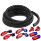 Universal Fuel Tank Fittings with Braided Stainless Steel Feed Return Line 10AN to AN6 - Black Nylon Stainless Steel