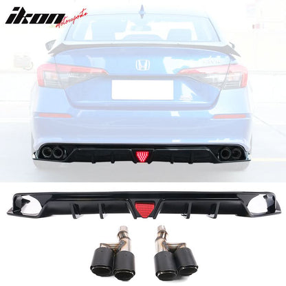 2022-2023 Honda Civic Sedan 4-Door Rear Bumper Diffuser Lip 3PC PP