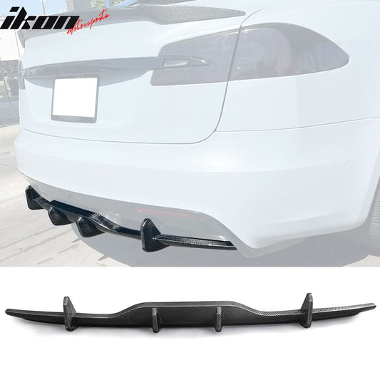 2021-2024 Tesla Model S Gloss Black V Rear Bumper Lip Carbon Fiber