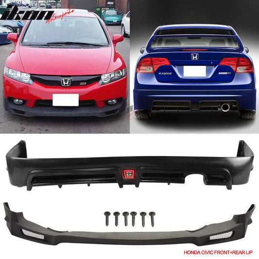 2009-2011 Honda Civic Mugen Front Rear Lip PU PP 3RD LED Brake Lamp