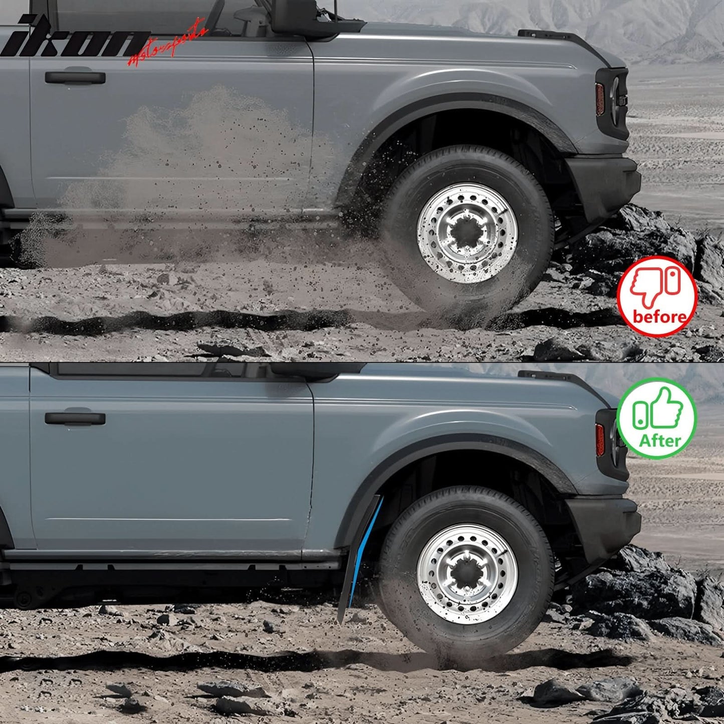 2021-2025 Ford Bronco Black 4PCS Front Rear Mud Flaps Splash Guards