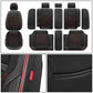Diamond Stitch Mesh Fabric Seat Covers - Full Set 4PCS Black Red