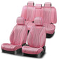 Diamond Stitch Mesh Fabric Leatherette Seat Covers Full Set - Pink