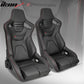 Universal Reclinable Bucket Racing Seat Dual Slider PU Carbon Leather