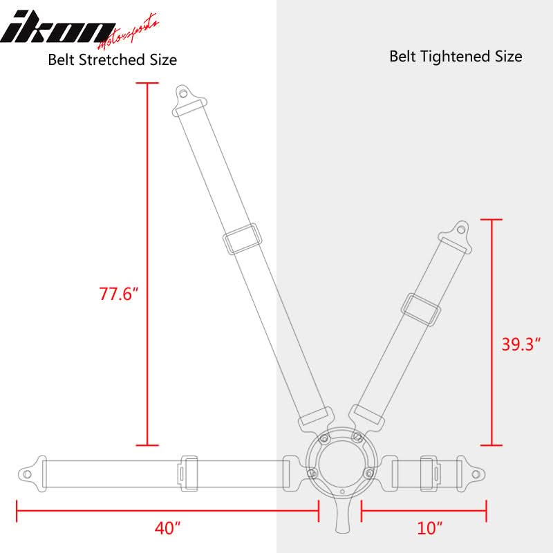Universal White Bezel Racing Seat Dual Slider Cam-lock Belt PU Carbon