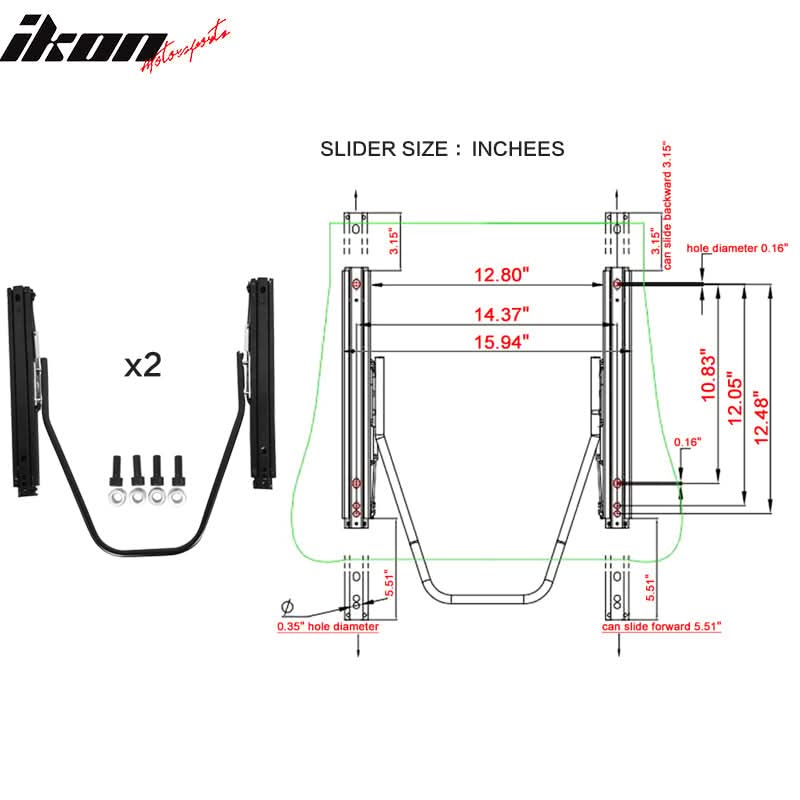 Universal Racing Seat Dual Slider 5 Point Cam-lock Belt PU Carbon