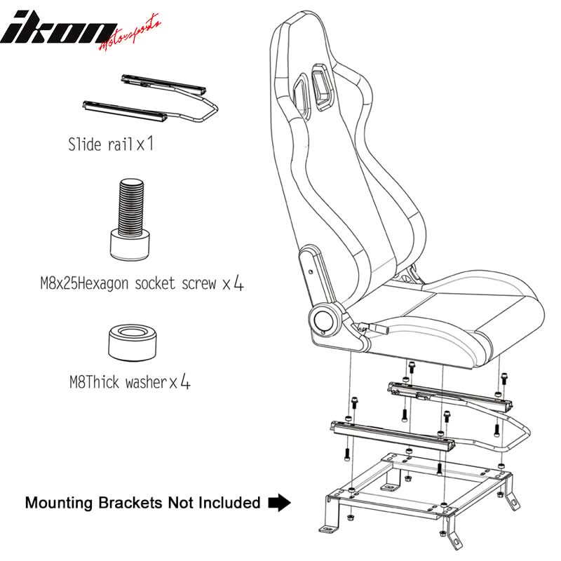 Universal Racing Seat Dual Slider 6 Point Cam-lock Belt PU Carbon