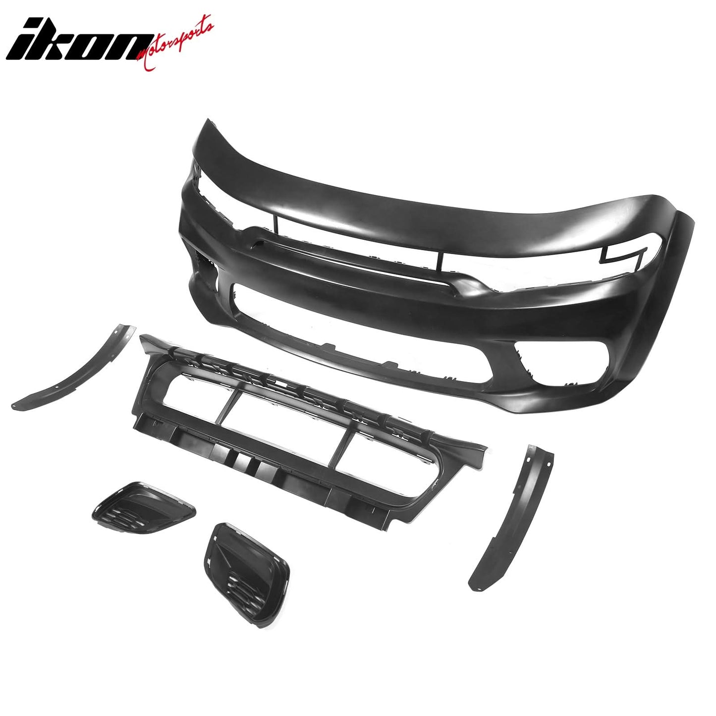 2015-2023 Dodge Charger IKON Gloss Black Front Rear Bumper Covers PP