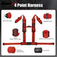 Universal 3" Wide 4 Point Buckle Racing Seat Belt Harness Nylon Red