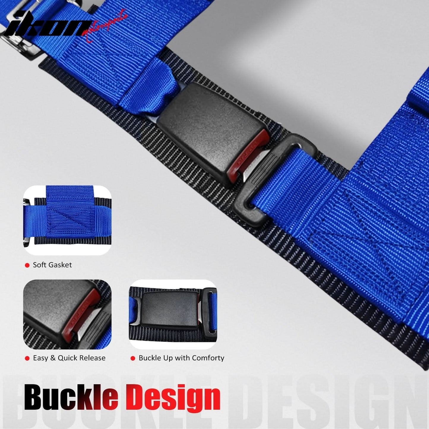 Universal Racing Bucket Seats W/ Slider 4 Point 3" Belt Harness Blue