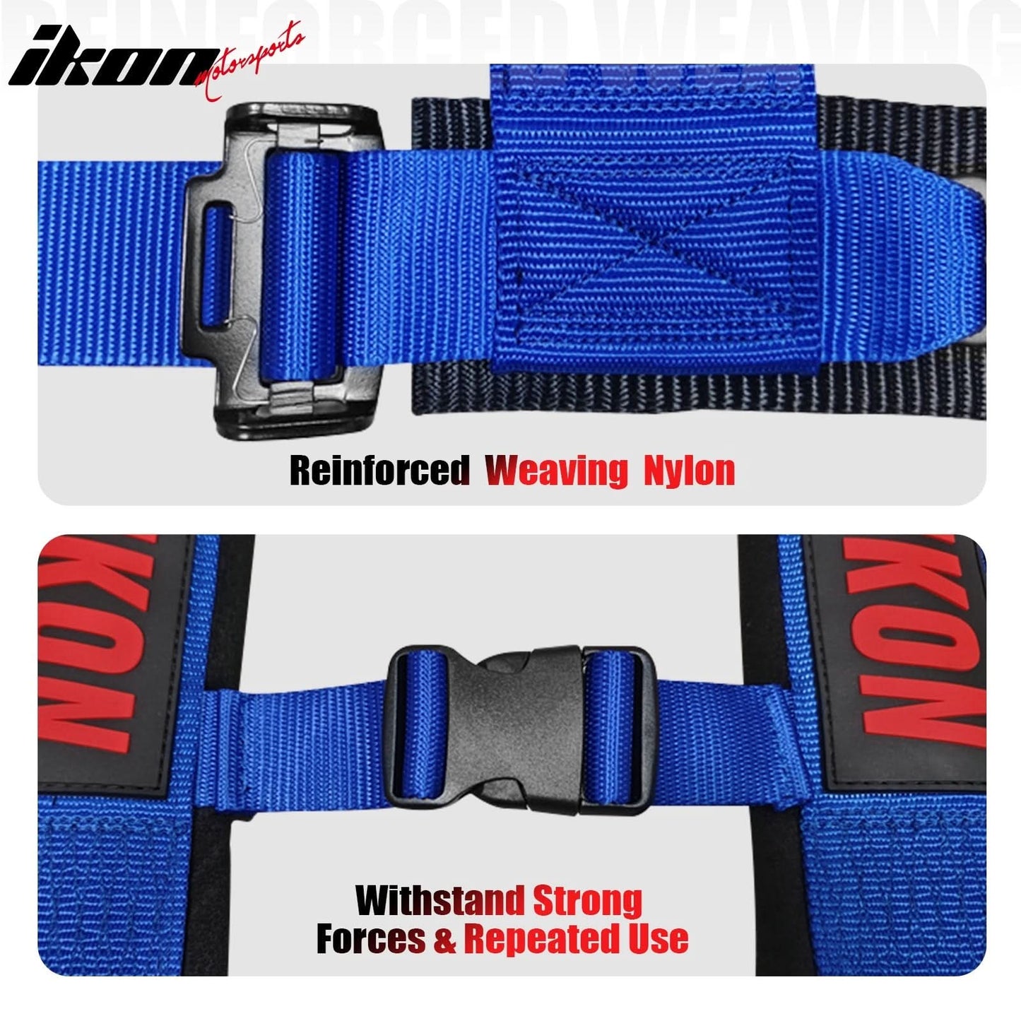 Universal Racing Bucket Seats W/ Slider 4 Point 3" Belt Harness Blue