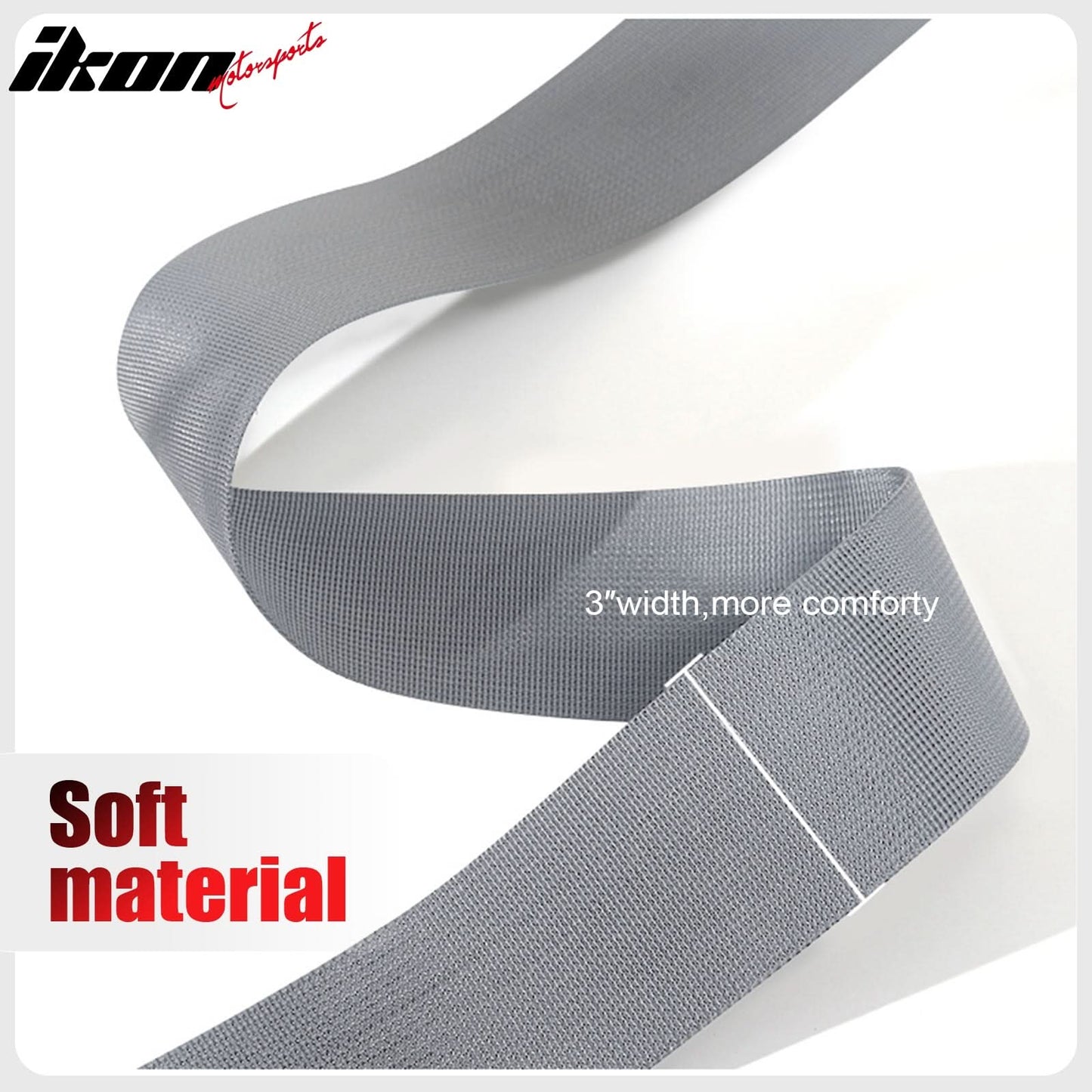 Universal 3" Wide 4 Point Buckle Racing Seat Belt Harness Nylon Grey