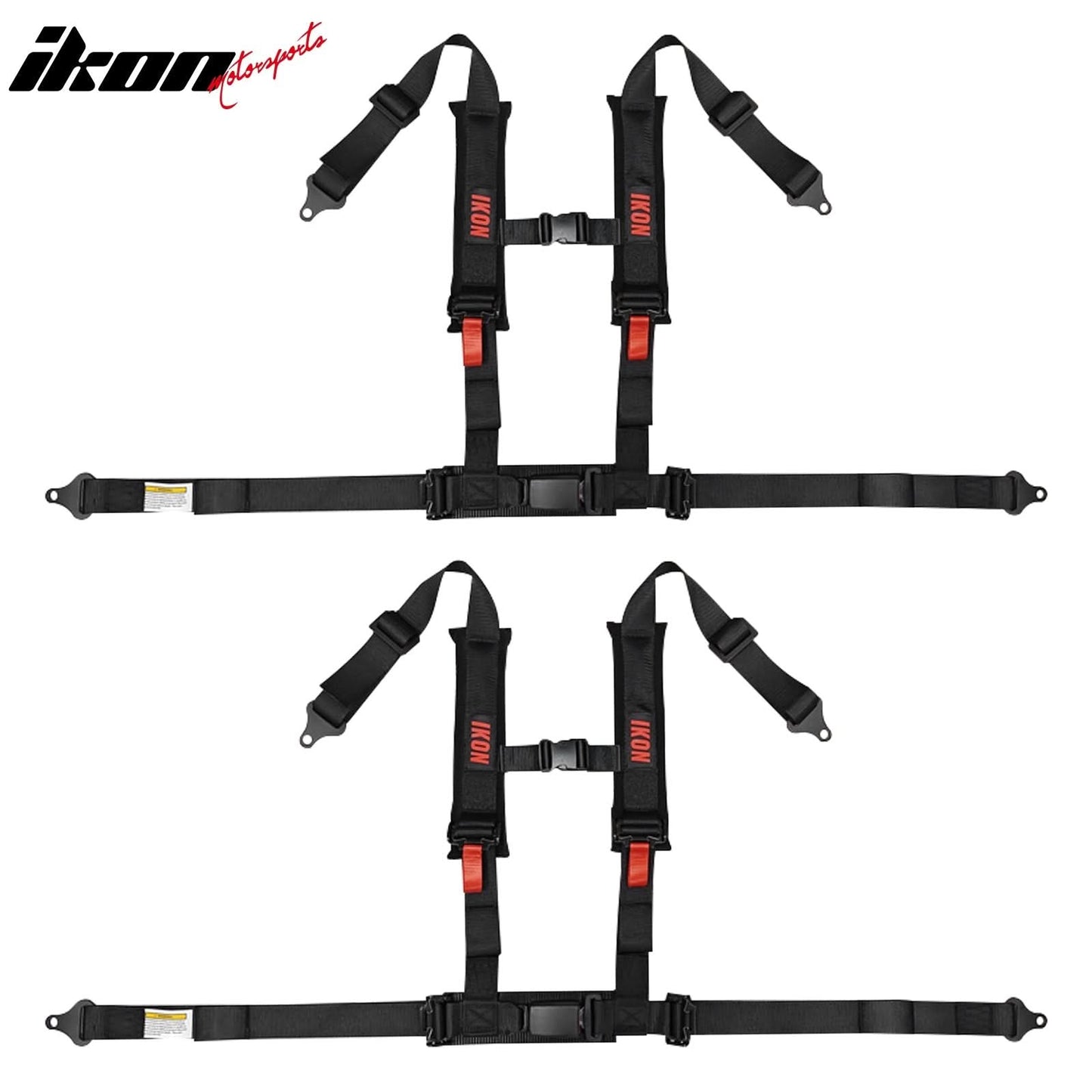 Universal 4 Point Racing Seat Belt Harness 2" Strap Buckle Black