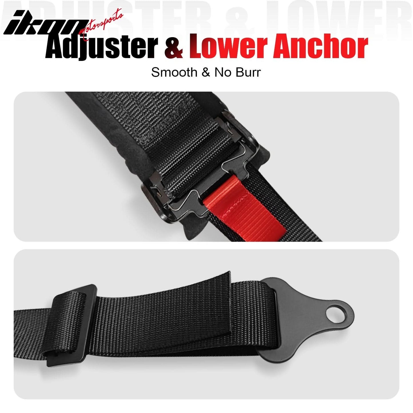 Universal 2" Wide 4 Point Buckle Racing Seat Belt Harness Nylon Black