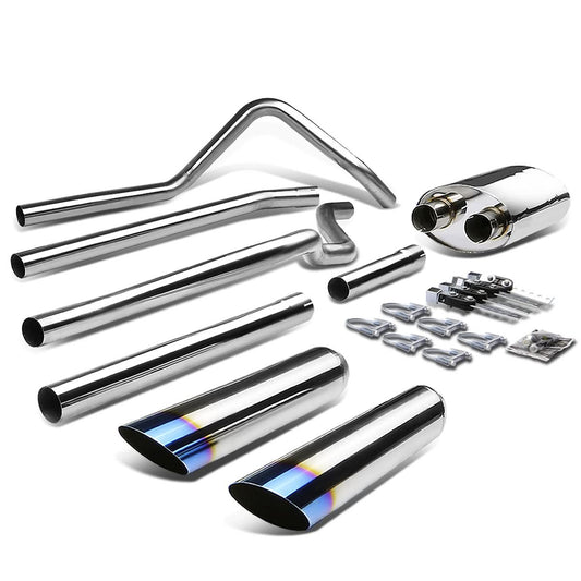 04-10 Ford F-150 Type-2 Style Dual Burnt Tip Catback Exhaust Stainless Steel