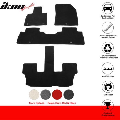 2020-2025 Hyundai Palisade 7/8-Seat Black Front Rear Floor Mats Nylon