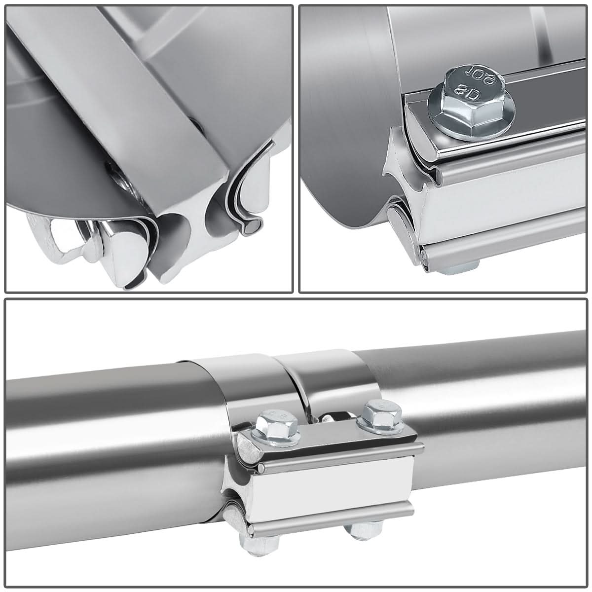 2.5" Lap Joint Exhaust Band Clamp Muffler Sleeve Coupler Stainless Steel