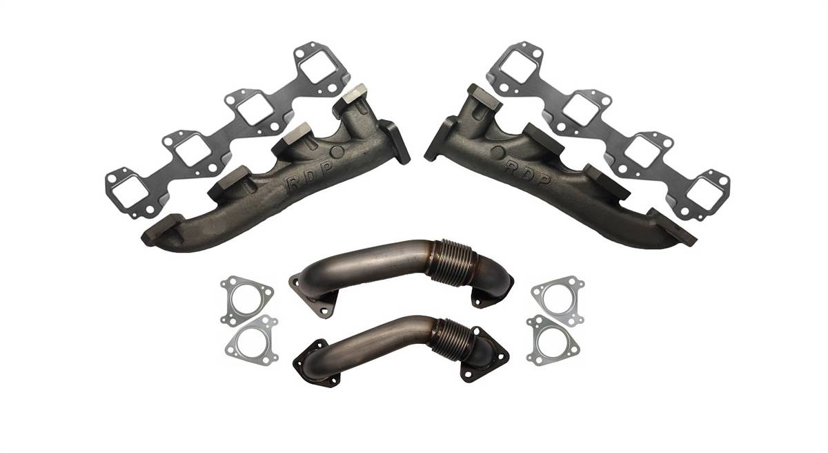 Rudy's High Flow Exhaust Manifolds w/ Up Pipes For 01-04 LB7 Duramax