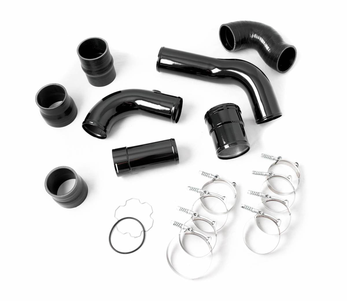 Rudy's Black Aluminum Hot & Cold Side Intercooler Pipe & Boot Upgrade Kit For 11-16 6.7 Powerstroke
