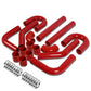 Universal 2.25" Aluminum Intercooler Piping Kit - 8PC Red 90D