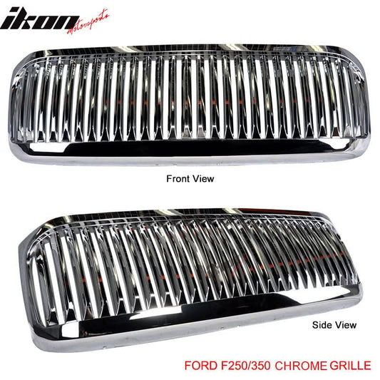 1999-2004Â Ford F250 F350 Excursion Vertical Hood Grill Grille Chrome