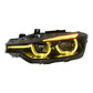 BMW 3 Series F30 / F31 / F35 V3 Smoked Triple-Color LED Headlight Assembly (White / Yellow / Red DRL) 2012 - 2018 (Replaces 63117314531)
