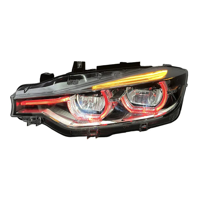 BMW 3 Series F30 / F31 / F35 V3 Silver Tri-Color LED Headlight Assembly (White / Yellow / Red DRL / LCI Style Look) 2012 - 2018 (Replaces 63117314531)