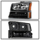SPYDER xTune 03-06 Chevy Silverado 1500/2500/3500 Headlights LED Bmpr Lights Blk (HD-JH-CSIL03-LED-BK-SET) 9046384