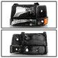 SPYDER Xtune Ford F150/Bronco 92-96 Headlights w/Corner Bumper 6pcs Amber- Black HD-JH-FB92-SET-AM-BK 5073136