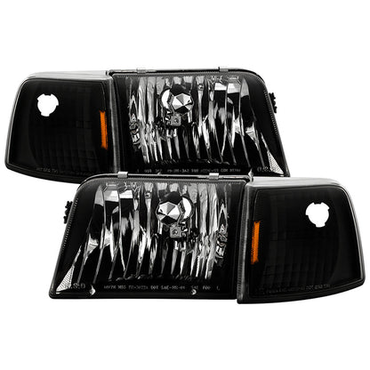 SPYDER Xtune Ford Ranger 93-97 Crystal Headlights w/ Corner Lights 4pcs Sets Black HD-JH-FR93-SET-BK 9029363