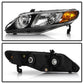 SPYDER Xtune 06-11 Honda Civic 4DR Crystal Headlights w/Large Amber Corner - Black (HD-JH-HC08-4DR-AM-BK) 9953453