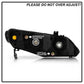 SPYDER Xtune 06-11 Honda Civic 4DR Crystal Headlights w/Large Amber Corner - Black (HD-JH-HC08-4DR-AM-BK) 9953453