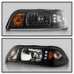 Spyder Ford Mustang 87-93 1PC LED (Replaceable LEDs)Crystal Headlights Black HD-YD-FM87-1PC-LED-BK 5012531