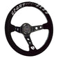 Universal 350mm 3"Deep Dish 6-Bolt Steering Wheel Black Suede Heartless
