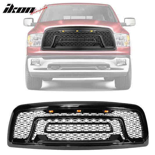 2009-2012 Dodge Ram 1500 Gloss Black Front Upper Grille W/Signal Light