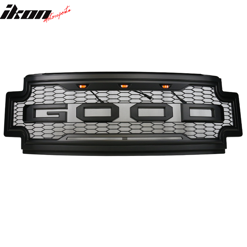 2017-2019 F-250 F-350 R Style Front Bumper Hood Grille Matte Black