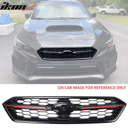 2018-2021 Subaru WRX Gloss Black W/ Red STI Style Front Grille ABS