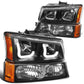 03-07 Chevrolet Silverado J-Halo LED DRL Headlights 4PC Black