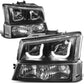03-07 Chevrolet Silverado J-Halo LED DRL Headlights 4PC Black Clear