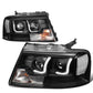 04-08 Ford F-150 3D LED J-Bar Halo Projector Headlights Black Housing