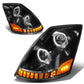2004-2018 Volvo VN VNL LED Projector Headlights - Black Housing