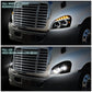 08-17 Freightliner Cascadia LED Halo Projector Headlights Black