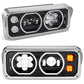 2018-2023 Volvo VNL/VNR White Halo Ring Headlights - Black