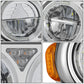 1981-1988 Peterbilt 359/379/389 Full LED Reflector Headlights Chrome