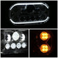 1967-1987 Peterbilt 359 LED Halo Ring Dual Projector Headlights Chrome