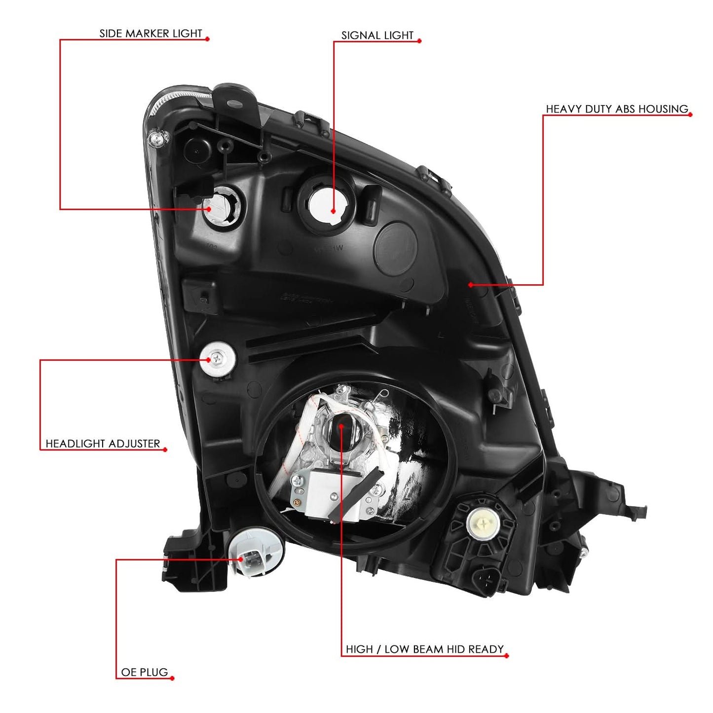 06-09 Toyota Prius HID Headlights - Black Housing w/ Amber Corner