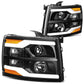 07-13 Chevrolet Silverado LED DRL Headlights - Black Housing