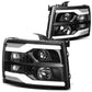 07-17 Chevrolet Silverado LED DRL Dual LED Headlights Black Housing
