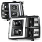 2007-2014 Chevrolet Silverado Rectangle LED DRL Headlights Black